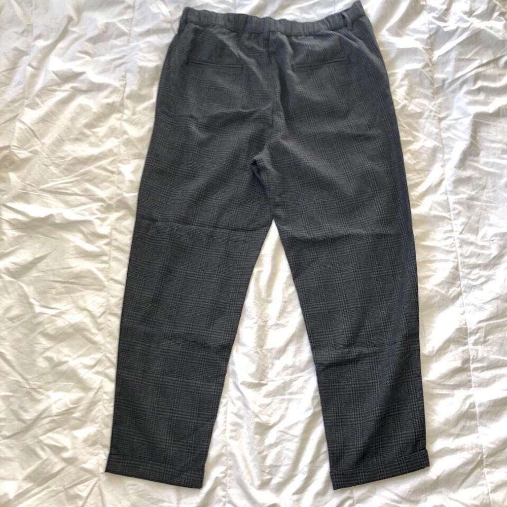 Dark Grey Plaid Trousers - Picture 3 of 3